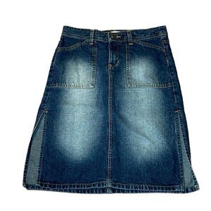 Y2K Calvin Klein Skinny Worker Skirt, Jean, cotton denim, low rise, 3